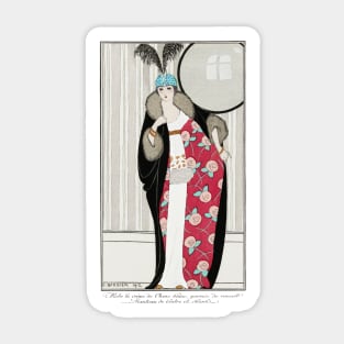 Robe de Crêpe de Chine Blanc Fashion Illustration by George Barbier Sticker